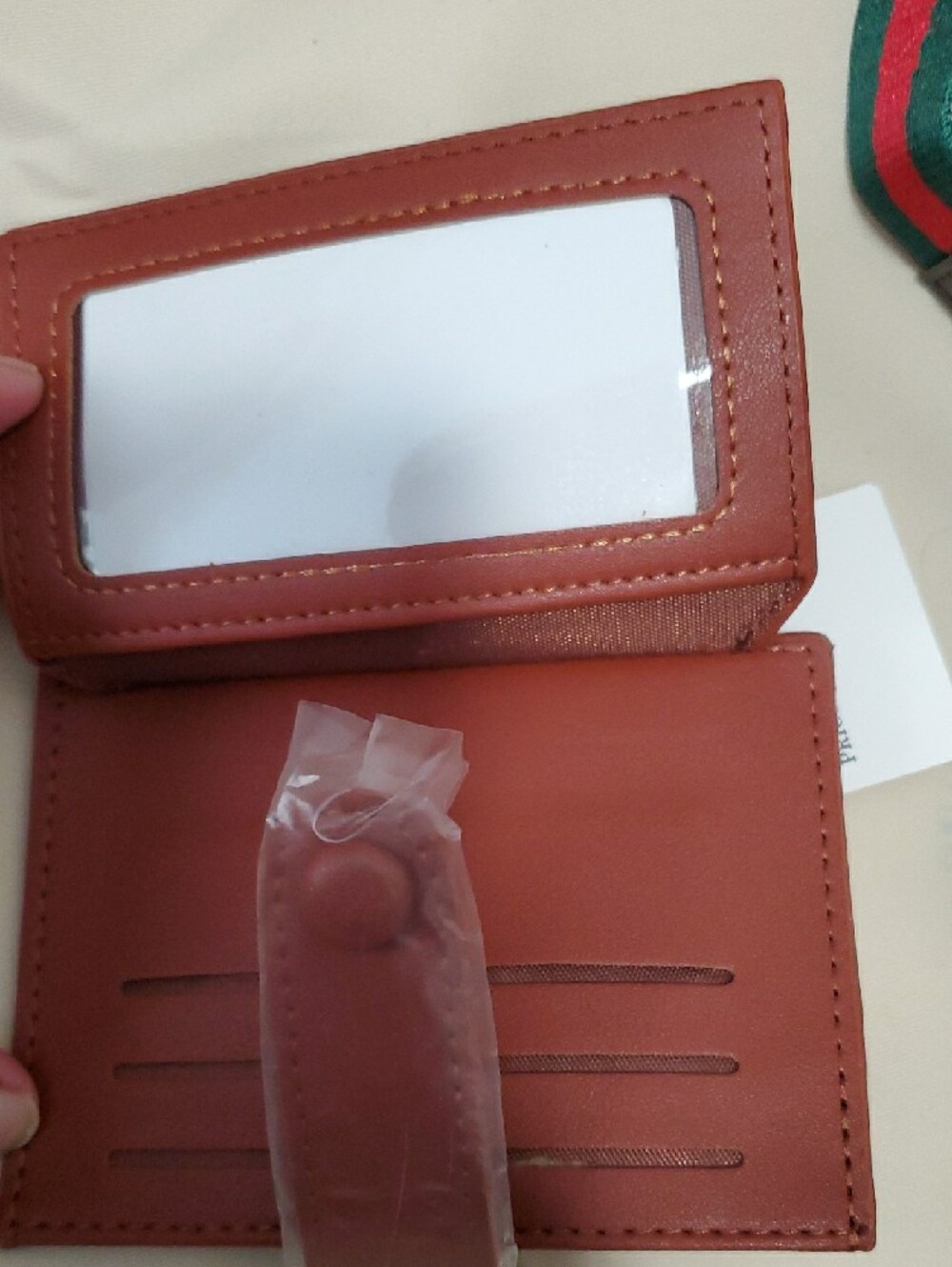 Card Holder in Tan and Brown Canvas - Picture 3 of 3